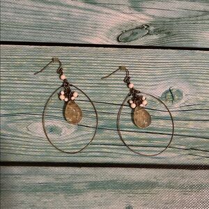 Premier Designs Gold and Cream Dangle Earrings